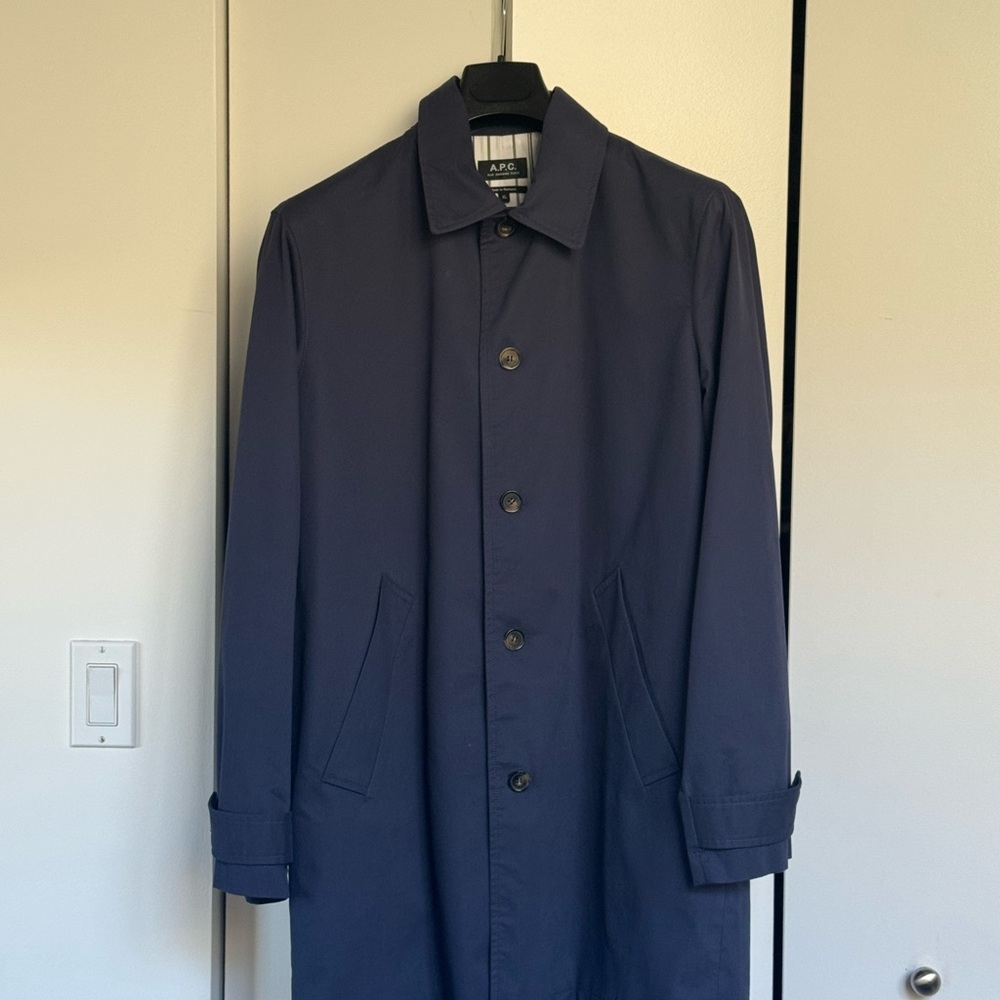A.P.C. Men's Dark Blue Trench Coat